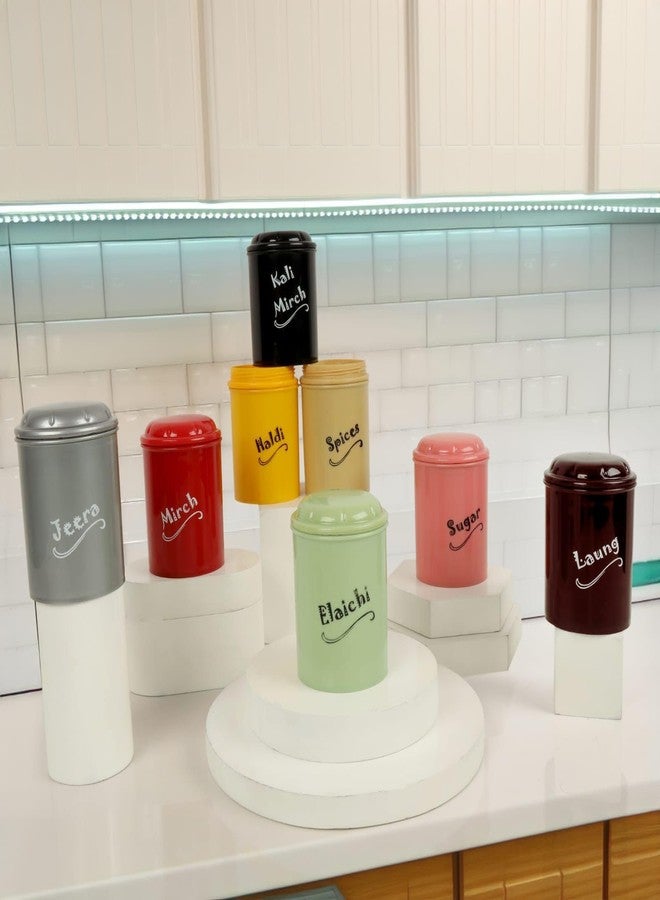 Clazkit Plastic Spice Jar Set of 8 (Each- 300ml) | BPA-Free Spice Container | Kitchen Organizer Multi-Colored Canisters for Masala, Sugar, Mirch, Haldi - Image 3